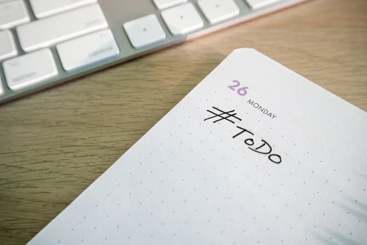 Handwritten to-do list with bullet symbols