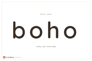 Boho fonts, the word boho set in a wide-spaced airy sans serif