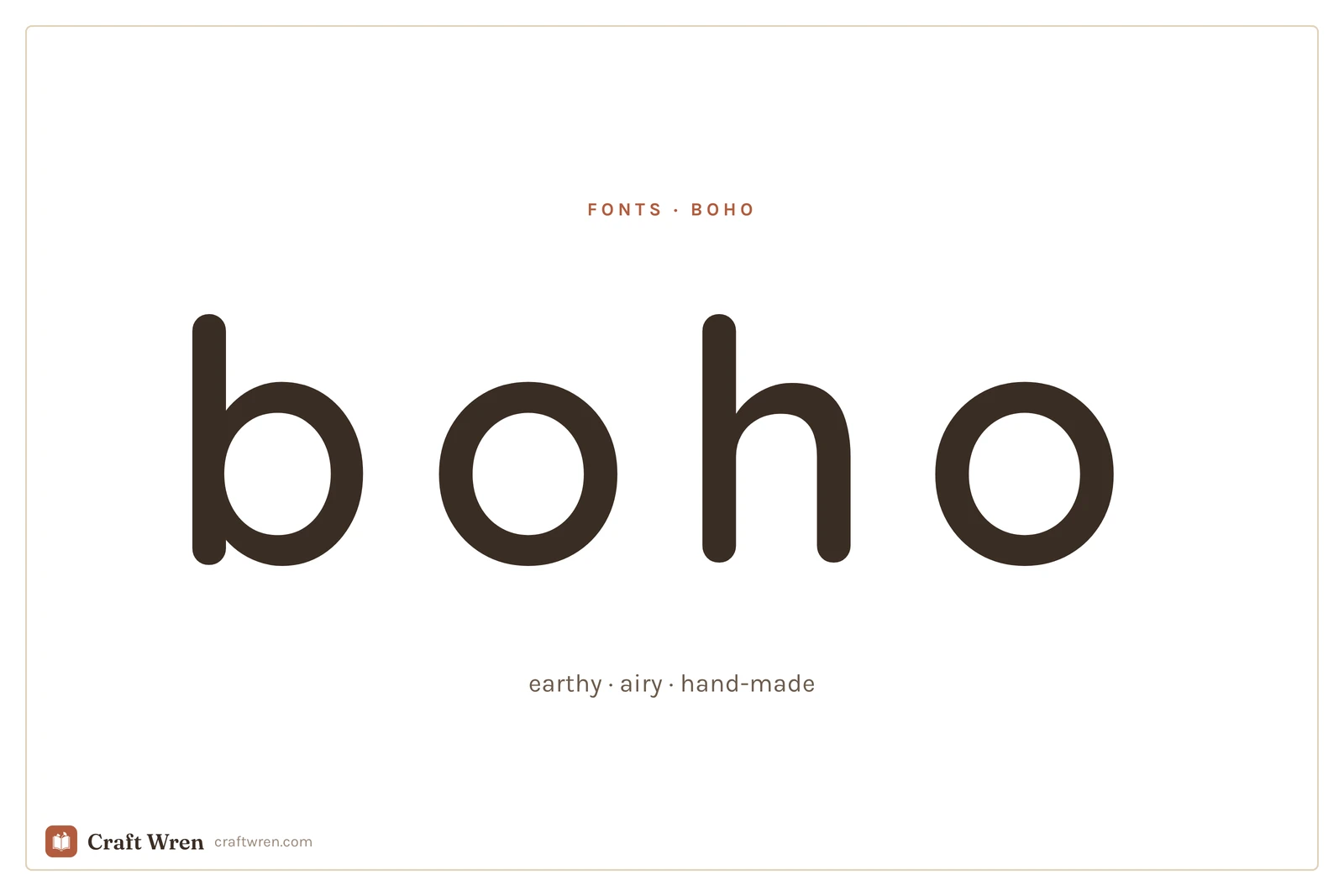 Boho fonts, the word boho set in a wide-spaced airy sans serif