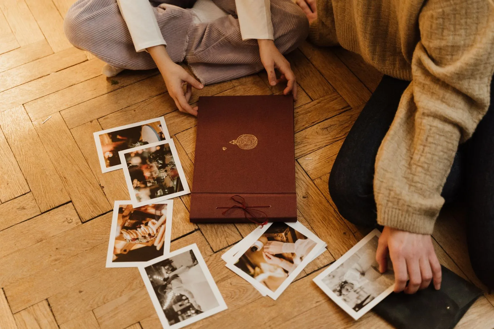 A scrapbook of couple photos as a gift