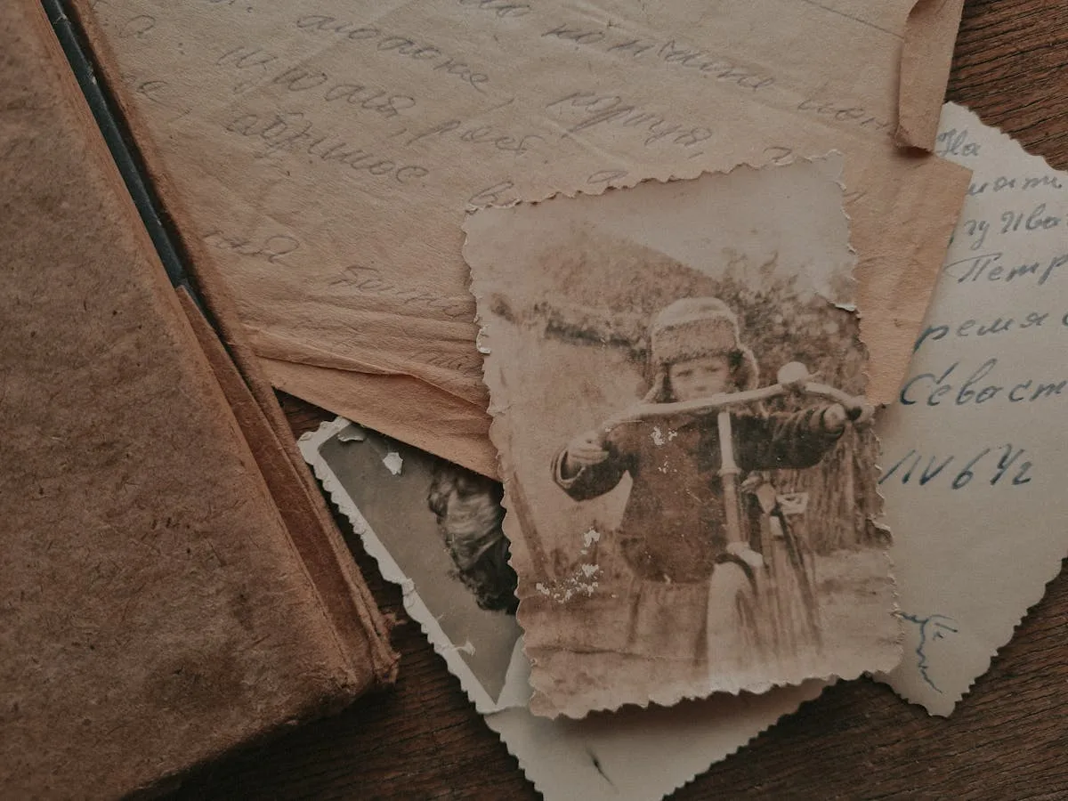 Love letters and photos for a couple scrapbook