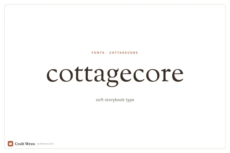 Cottagecore fonts, the word cottagecore set in a soft storybook serif
