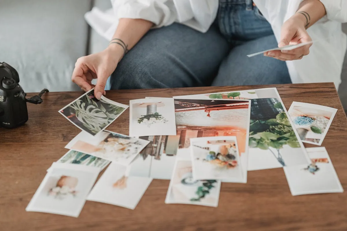 Sorting a pile of printed photos