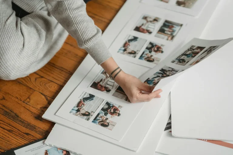 Scrapbook page layout with arranged photos