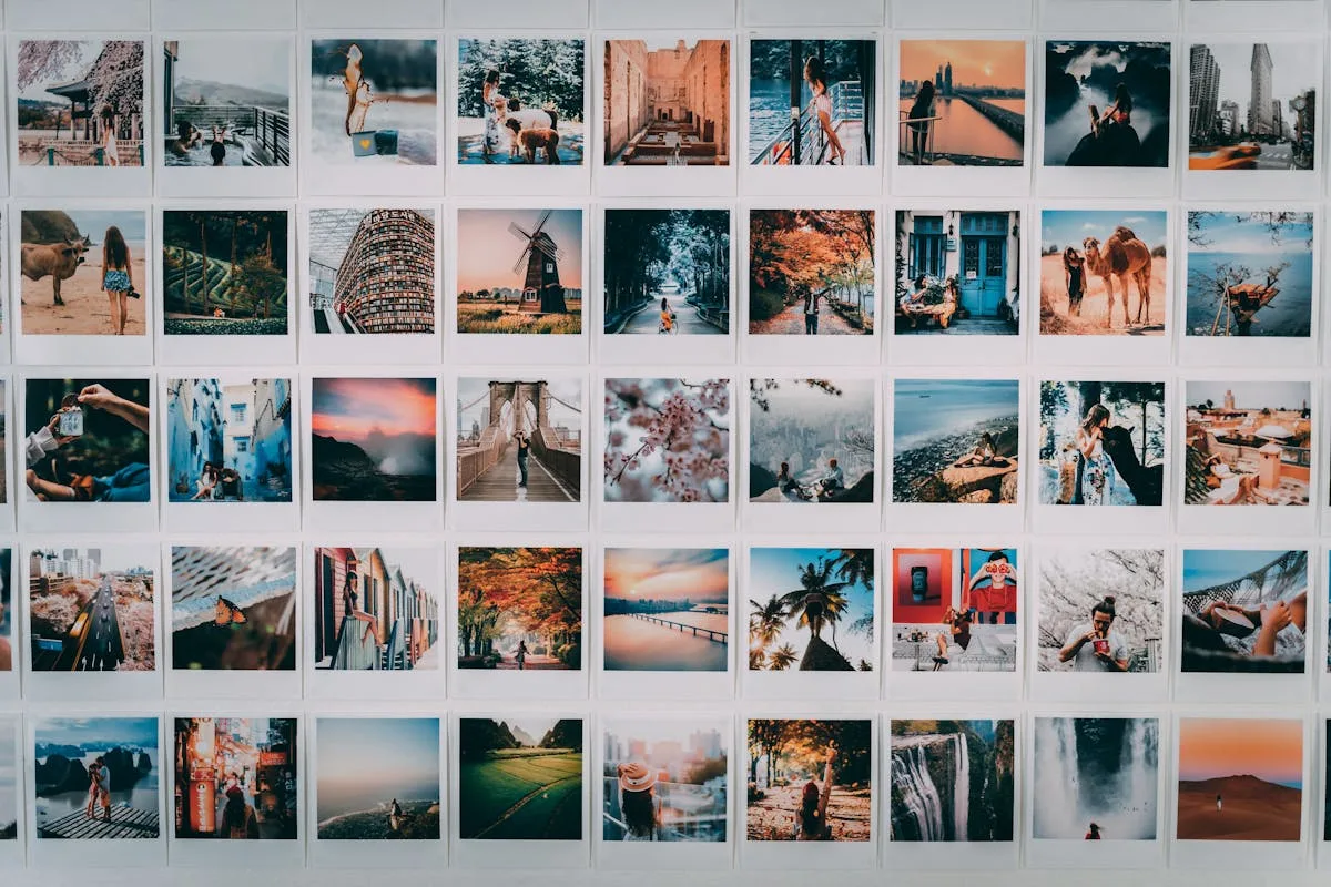 Grid layout of photos for a scrapbook page