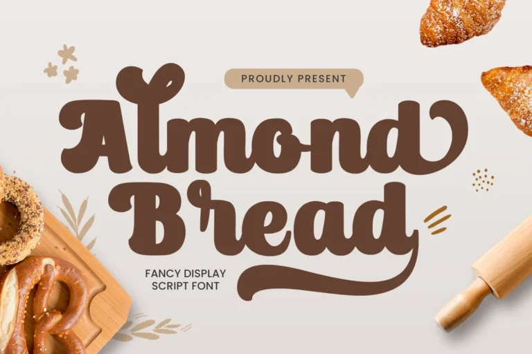 Almond Bread font preview, retro display script with thick seventies swashes
