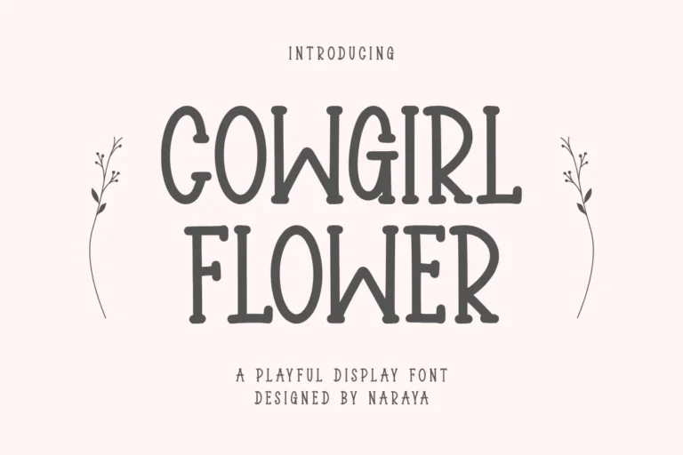 Cowgirl Flower font preview, skinny hand drawn display capitals