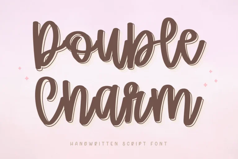 Double Charm font preview, chunky rounded handwritten script