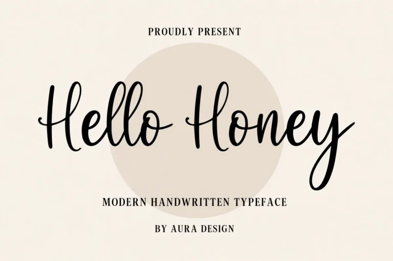 Hello Honey font preview, even handwritten script with mostly separate letters
