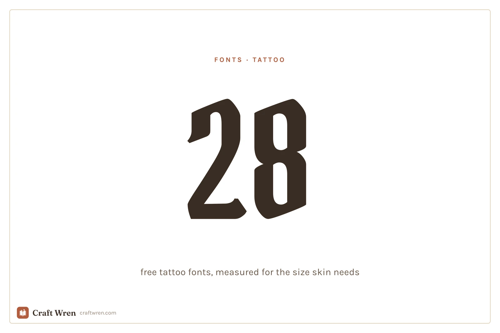 28 free tattoo fonts, cover graphic with the number 28 in a blackletter face