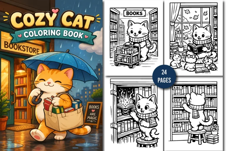 24 Cute Cozy Cat Coloring Pages preview