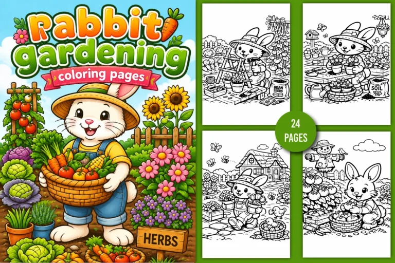 24 Rabbit Gardening Coloring Pages preview