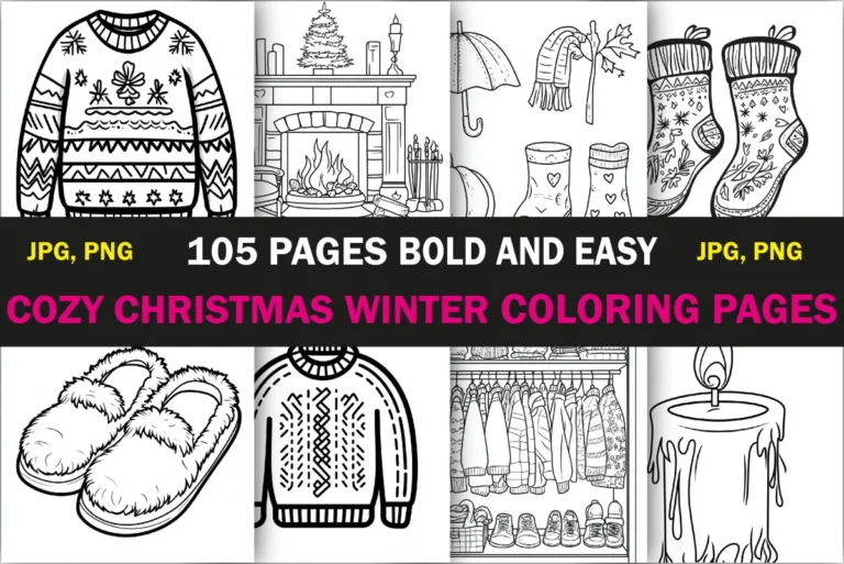 Bold Easy Cozy Christmas Winter Coloring preview