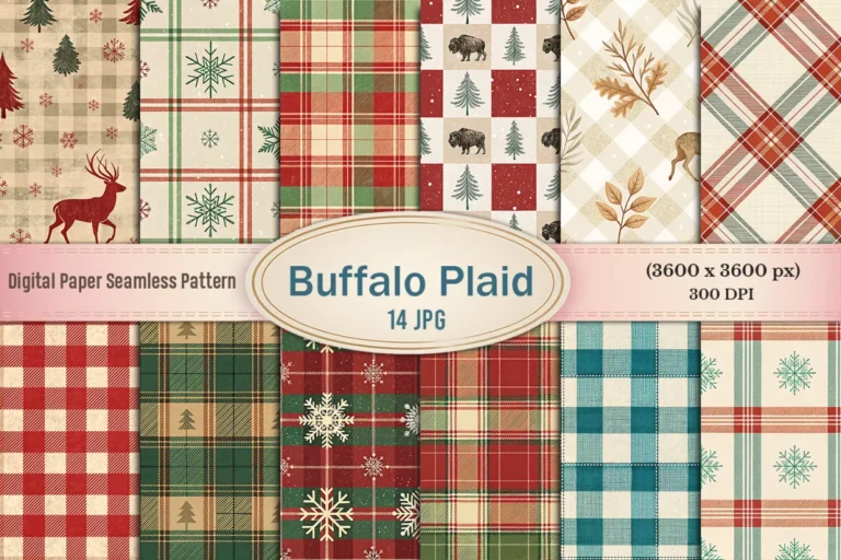 Buffalo Plaid Christmas Digital Paper preview