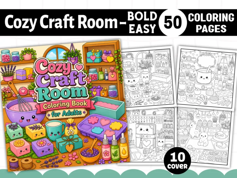 Cozy Craft Room Coloring Book for Adults preview