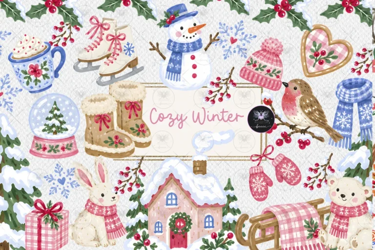 Cozy Winter Christmas Clipart preview