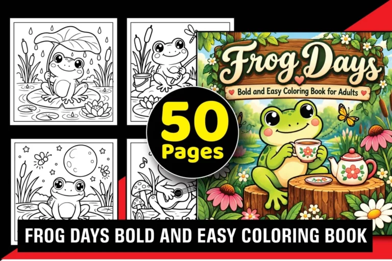 Cute Frog Days Coloring Book for Adults preview