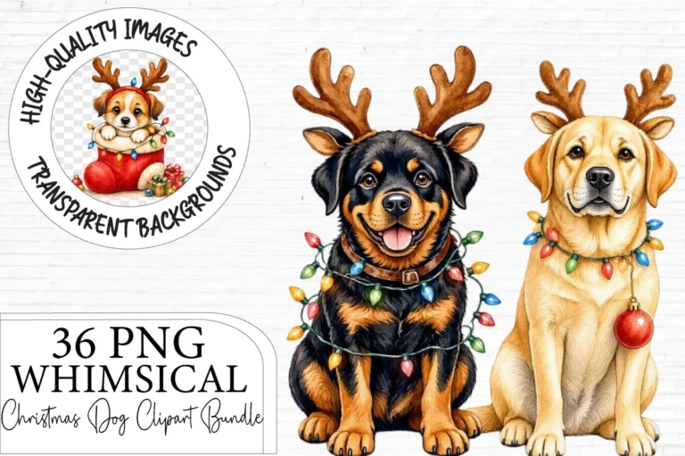 Cute Reindeer Dog Christmas Clipart preview