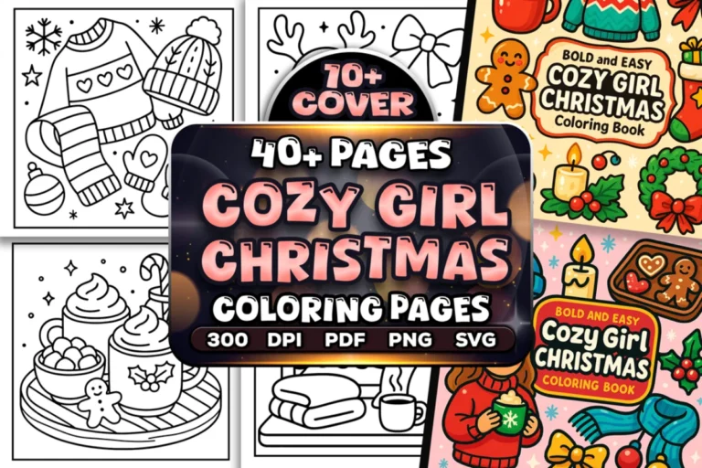 Easy Cozy Girl Christmas Coloring Pages preview