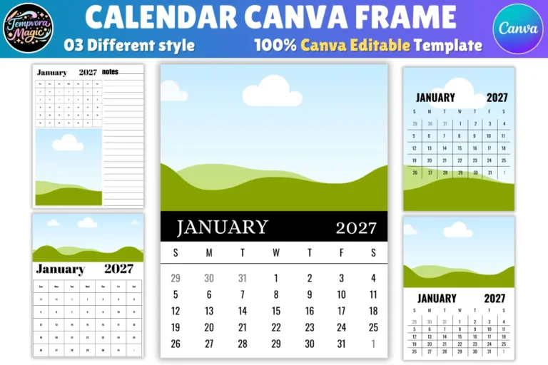 Editable Calendar Canva Template preview