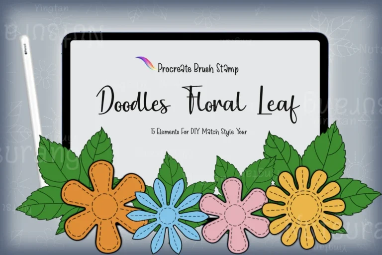 Floral Leaf Doodle Brush Stamp DIY Match preview