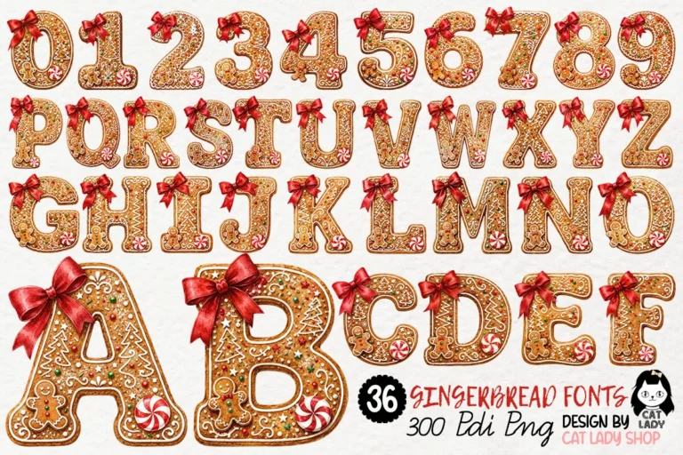 Gingerbread Alphabet Christmas Clipart preview