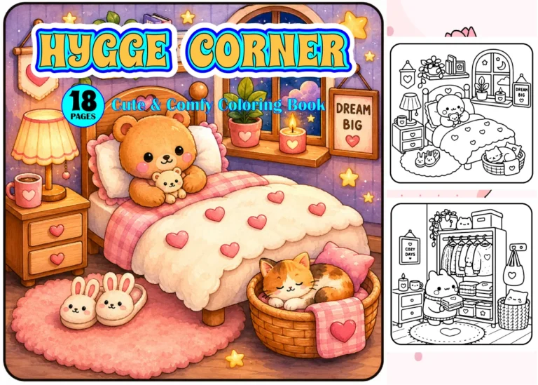 Hygge Corner Cute & Comfy Coloring Book preview