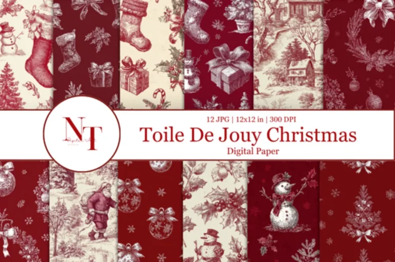 Oile De Jouy Christmas Digital Paper preview