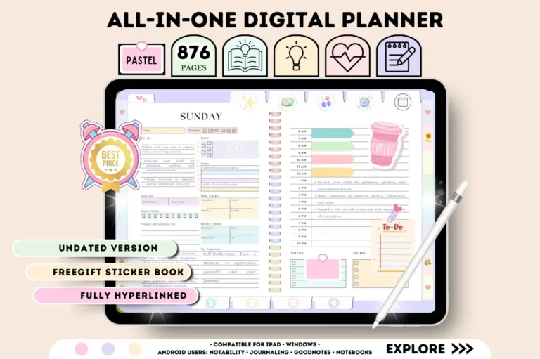 Undated Digital Planner preview