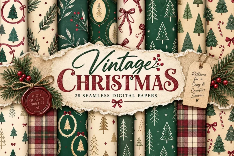 Vintage Christmas Digital Seamless Paper preview