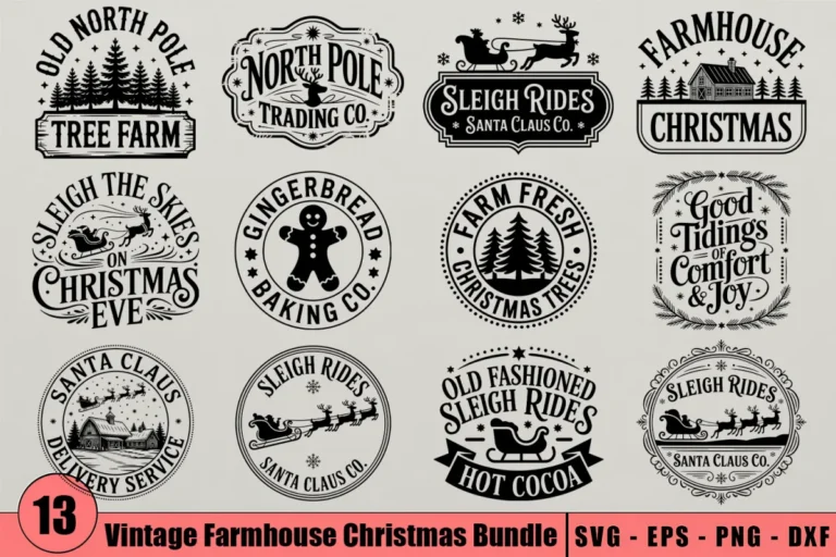 Vintage Farmhouse Christmas SVG Bundle preview